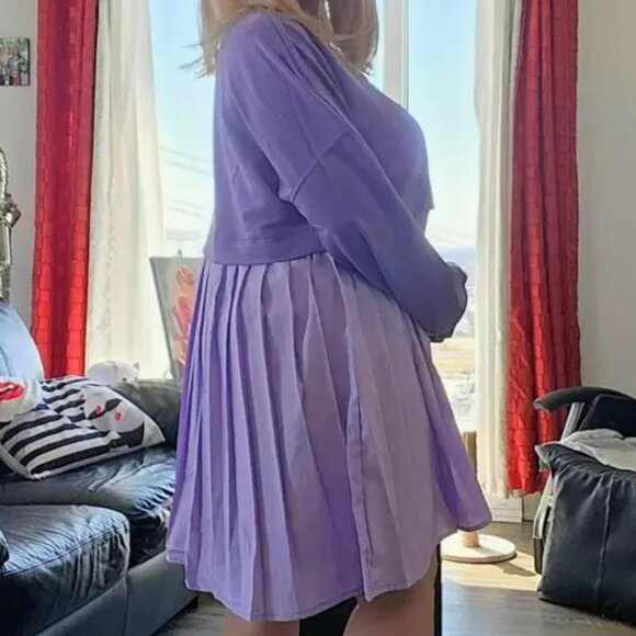 Purple Long Sleeve Sweater Dress - Picture 6 of 6
